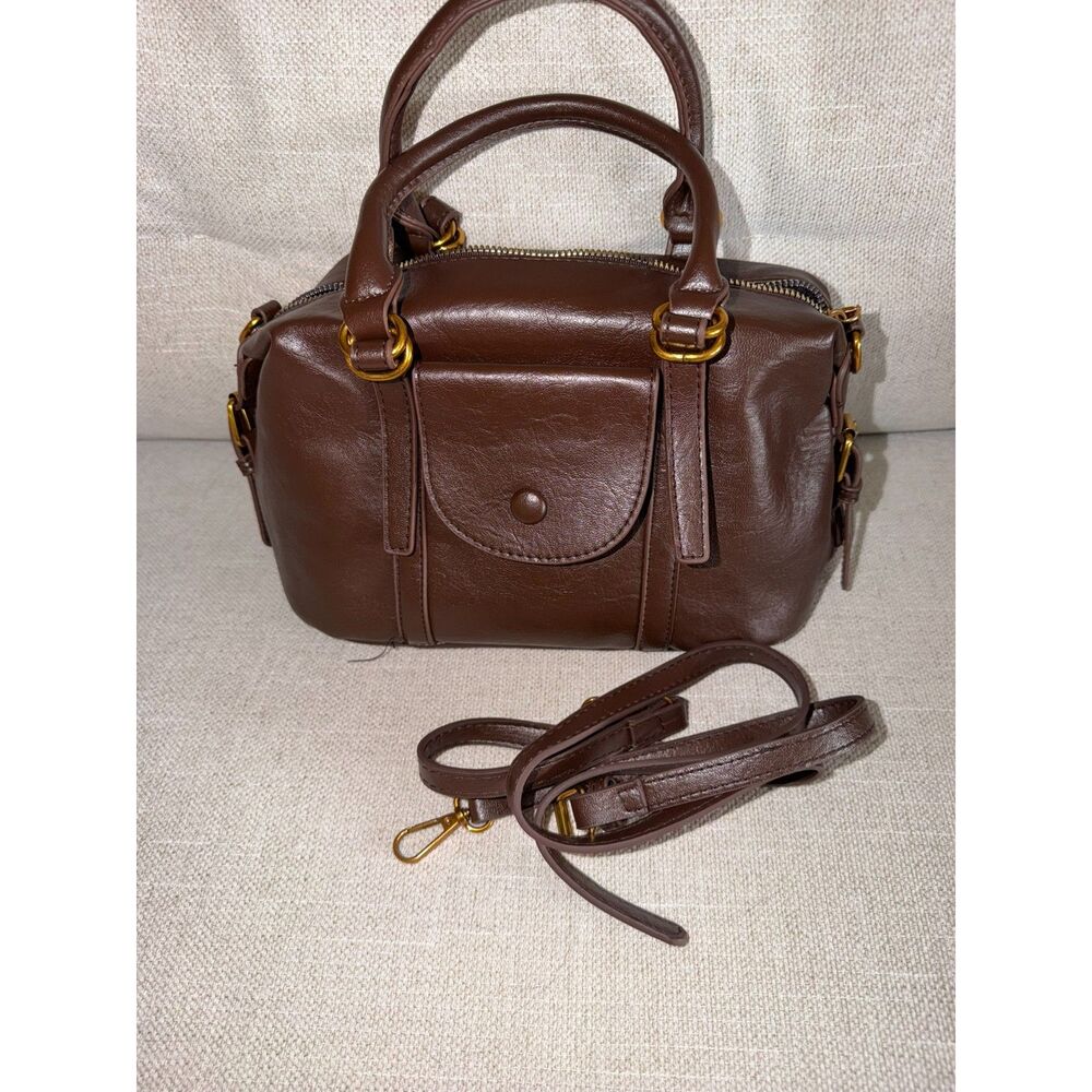 Women’s Brown Satchel Crossbody Handbag with Adjustable Strap